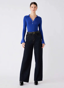 Avenue Button Sweater Cobalt / Esmaee