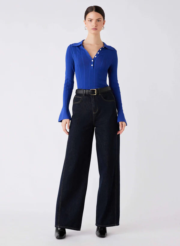 Avenue Button Sweater Cobalt / Esmaee