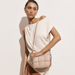 Margot Dusty Pink Leather Woven Bag - Vestirsi