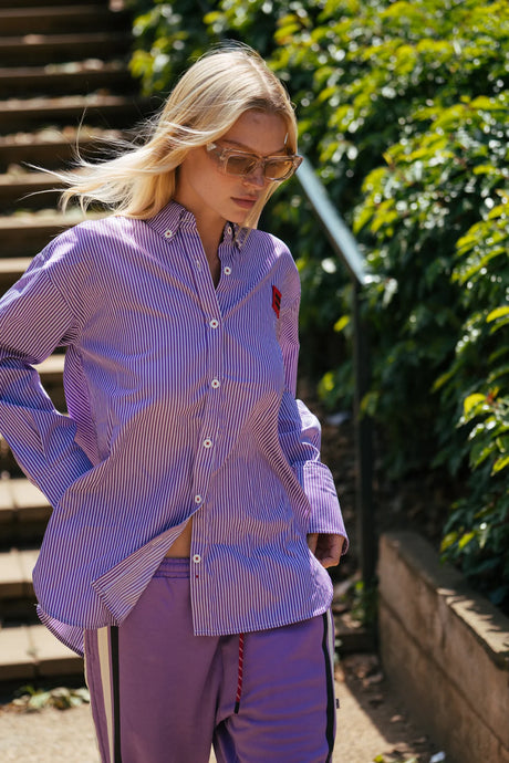 Bisous Stripe Shirt Violet | Araminta James