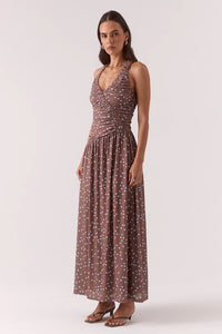 Delilah Maxi Dress, Mocha Polka | Sovere
