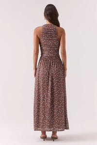 Delilah Maxi Dress, Mocha Polka | Sovere