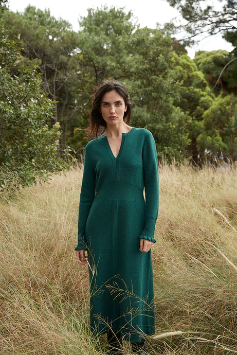 Kennedy Rib Dress Moss / Iris and Wool