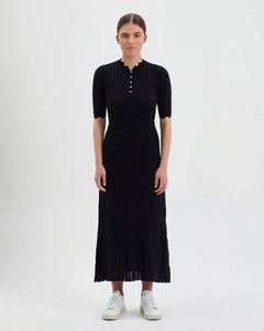 Pointelle Wool Dress Black / Iris & Wool