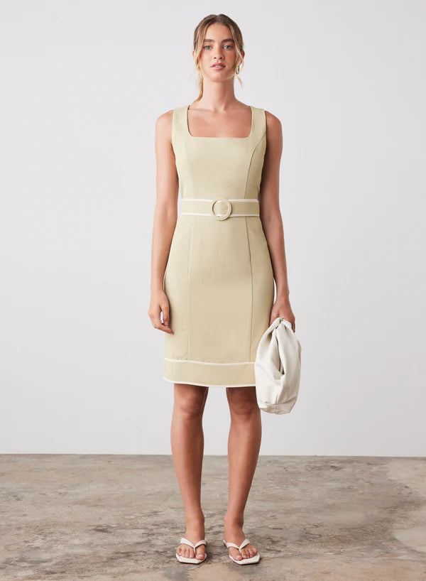 Voyage Dress Celery/Cream / Esmaee