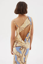 Load image into Gallery viewer, EXPRESSION ASYMMETRIC SLIP DRESS - CUSTARD/BLUE SOVERE