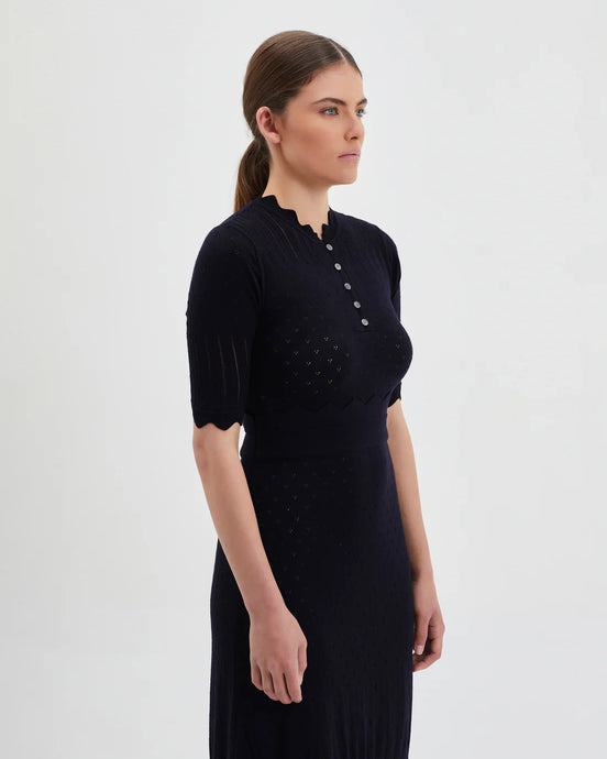 Pointelle Wool Dress Black / Iris & Wool