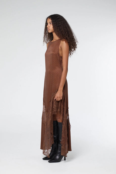 Visions Lace Frill Dress Chocolate Polka Dot / Third Form