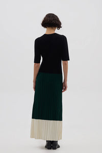 Colour Block Dress Black Emerald Ivory / Iris and Wool