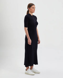 Pointelle Wool Dress Black / Iris & Wool