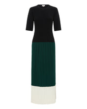 Load image into Gallery viewer, Colour Block Dress Black Emerald Ivory / Iris and Wool
