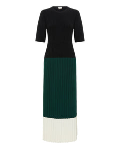 Colour Block Dress Black Emerald Ivory / Iris and Wool