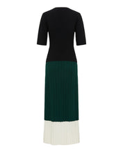 Load image into Gallery viewer, Colour Block Dress Black Emerald Ivory / Iris and Wool