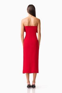 Lila Fitted Midi Dress in Red | Elliatt