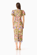 Load image into Gallery viewer, Fiora Puff Sleeve Midi Dress in Green &amp; Pink Floral / Elliatt