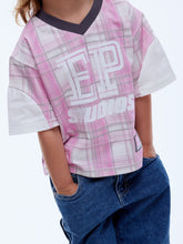 Load image into Gallery viewer, Kids Lunar Jersey, Pink Check | Ena Pelly