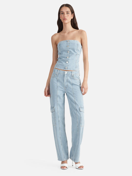 Diana Denim Utility Pant, Ice Blue Stripe | ENA PELLY