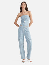 Load image into Gallery viewer, Diana Denim Bustier, Ice Blue Stripe | ENA PELLY