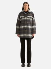 Load image into Gallery viewer, Ena Pelly Charcoal Check Wool Shacket