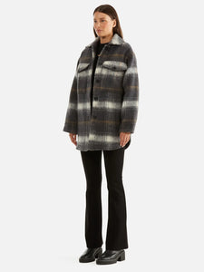 Ena Pelly Charcoal Check Wool Shacket