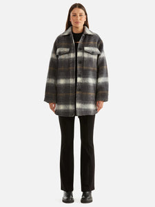 Ena Pelly Charcoal Check Wool Shacket