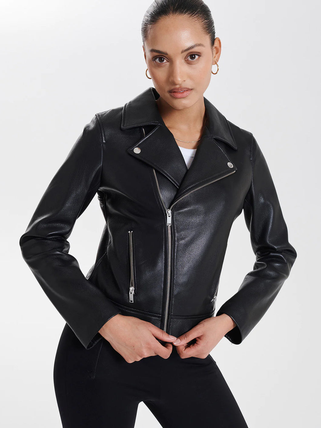 Essential Biker Jacket, Blk/Silver | Ena Pelly