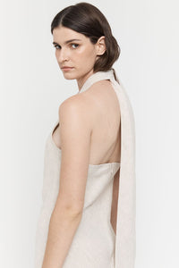 Cross Over Halter Dress, Sand | Friend of Audrey
