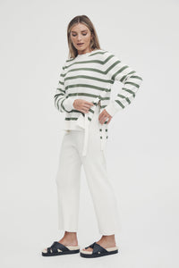 Side Tie Knit (Sage/Off White) | Legoe Heritage