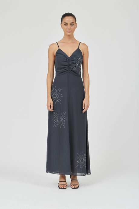 Flicker Maxi Slip Dress, Smoke | Third Form