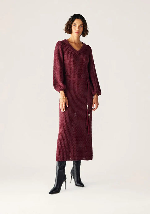 Furilia Knit Maxi Dress, Cherry Lacquer | Ministry of Style