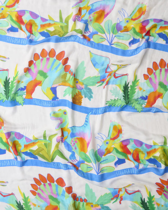 Dino Safari Bamboo Swaddle One Size - Kip & Co