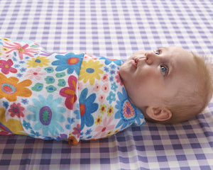 Rainbow Flowers Bamboo Swaddle One Size - Kip & Co