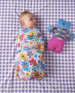 Rainbow Flowers Bamboo Swaddle One Size - Kip & Co
