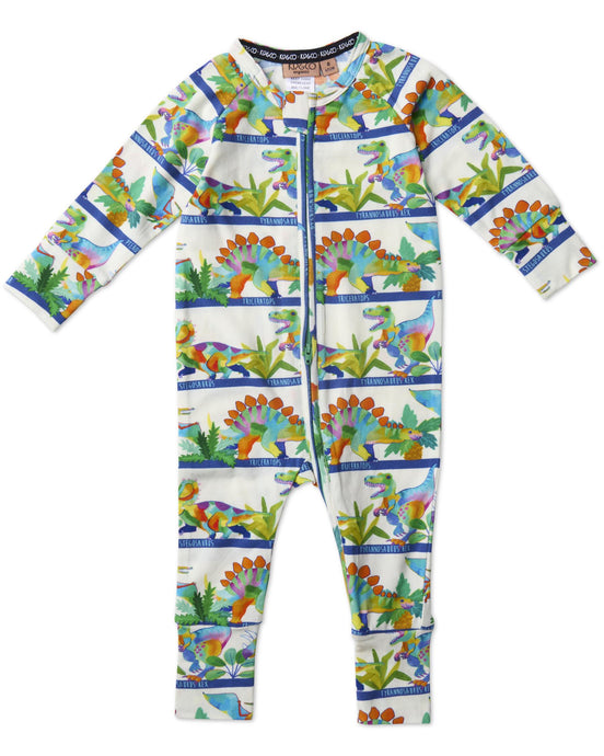 Dino Safari Organic Long Sleeve Zip Romper - Kip & Co
