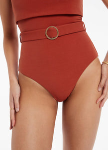 Isla Rib Bandeau One Piece, Russet | Jets Australia