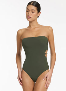 Lien Bandeau Minimal One Piece, Olive | Jets Australia