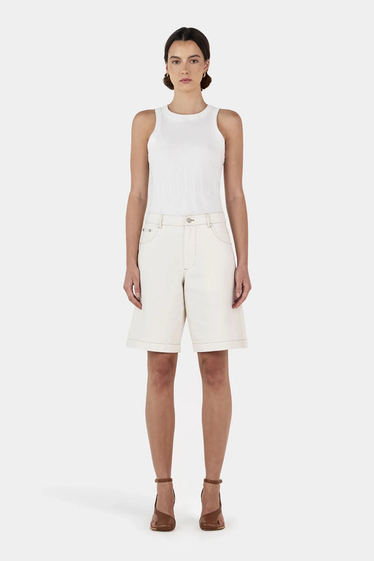 Jessie Denim Jorts Ecru | Hansen & Gretel