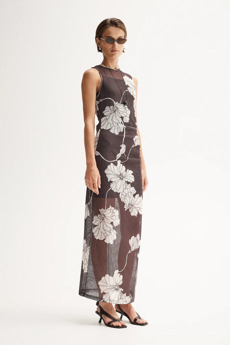 Lillian Brown Floral Knit Maxi | Elka Collective