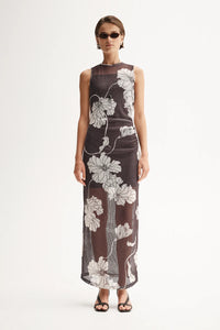 Lillian Brown Floral Knit Maxi | Elka Collective