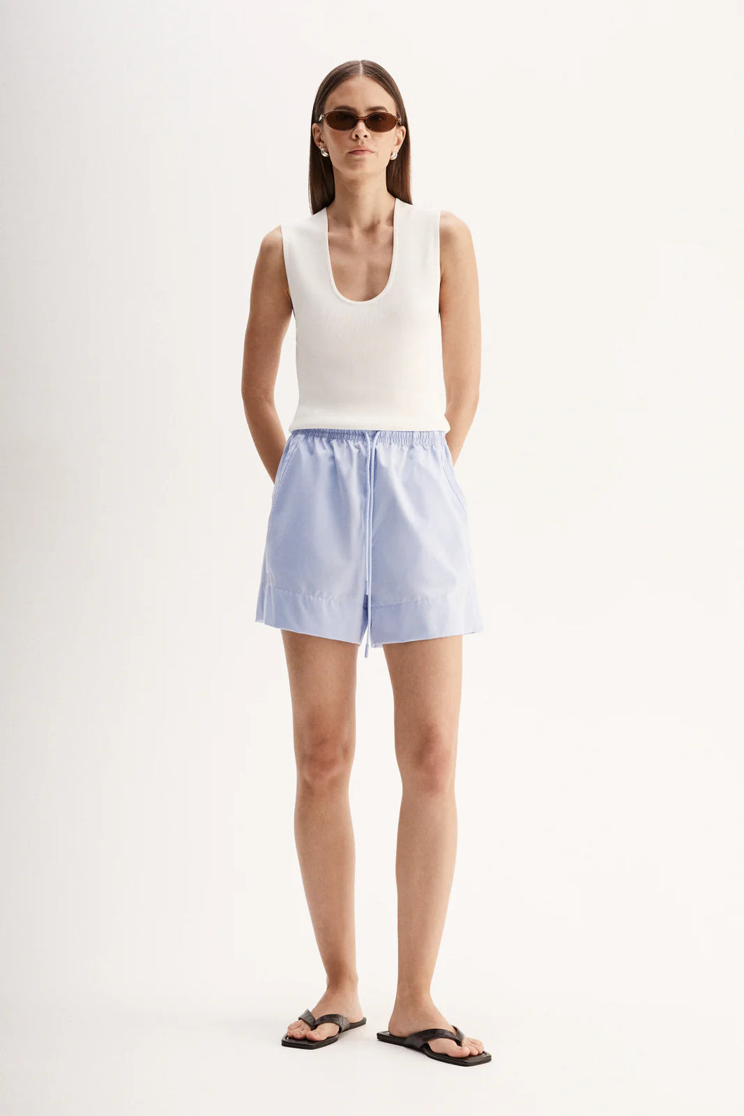 Austin Light Blue Cotton Shorts | Elka Collective