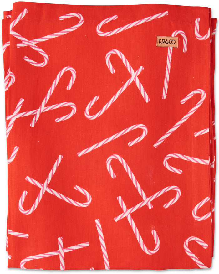Candy Cane Red Linen Tablecloth | KIP & CO