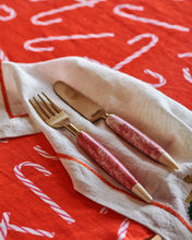 Load image into Gallery viewer, Candy Cane Red Linen Tablecloth | KIP &amp; CO