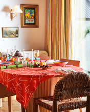 Load image into Gallery viewer, Candy Cane Red Linen Tablecloth | KIP &amp; CO