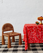 Load image into Gallery viewer, Candy Cane Red Linen Tablecloth | KIP &amp; CO