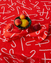 Load image into Gallery viewer, Candy Cane Red Linen Tablecloth | KIP &amp; CO