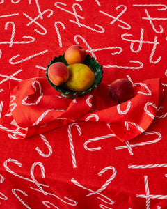 Candy Cane Red Linen Tablecloth | KIP & CO