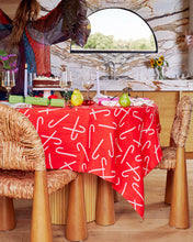 Load image into Gallery viewer, Candy Cane Red Linen Tablecloth | KIP &amp; CO