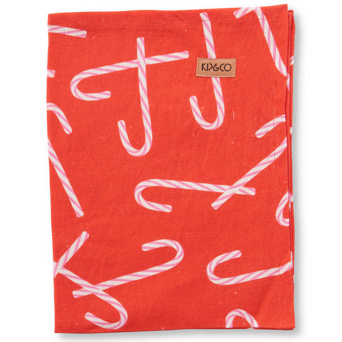 Candy Cane Red Linen Tea Towel | KIP & CO