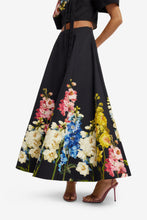 Load image into Gallery viewer, Elina Maxi Skirt Snapdragon Print in Ebony | Leo Lin