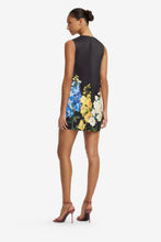 Load image into Gallery viewer, Yvonne Embroidered Mini Dress Snapdragon Print in Ebony | Leo Lin